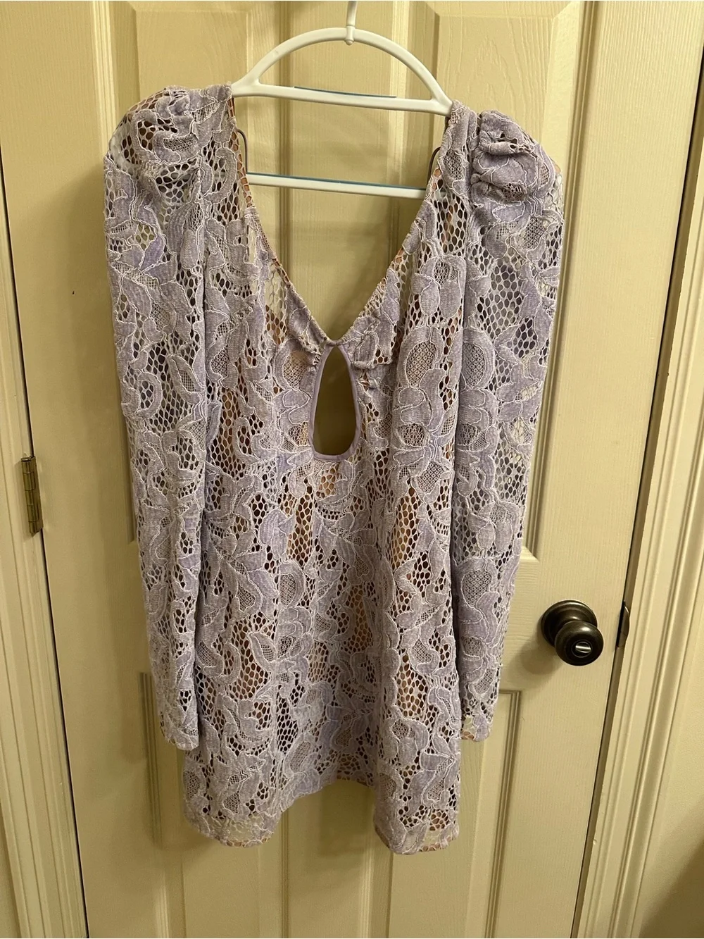 For Love and Lemons Lavender Lace Long-Sleeve Women's Top